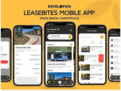 Leasebites Mobile App – A Seamless Space Rental Experience appdesign booking system leasebites marketplaceapp mobile app mobileappdesign rental rental mobile app spacerental ui uiux userexperience web development