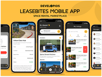 Leasebites Mobile App – A Seamless Space Rental Experience appdesign booking system leasebites marketplaceapp mobile app mobileappdesign rental rental mobile app spacerental ui uiux userexperience web development