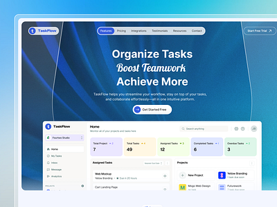 Task Management Website Design landing page saas saas website ui ux web app website