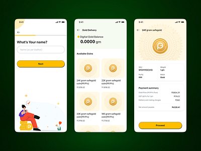 PocketGold App app buygold clean design gold app goldapp minimal mobile mobile app pocketgoldapp savemoney app sellgold sip sipgold uiux ux