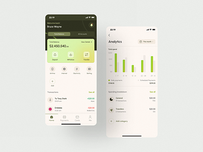 Fintech App app crypto dashboard figma finance fintech fintech app fintech dashboard fintech mobile green gradient minimal mobile app ui ux