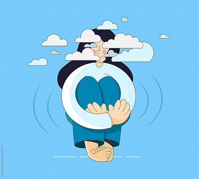 Head In The Clouds. 2d adobe illustrator artist cartoon clouds digital drawing dribbble feelings flat design head in the clouds illustration illustrations sky vector vector illustration