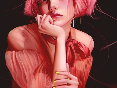 Pink lady digital digital portrait illustration portrait stylised portrait stylized portrait