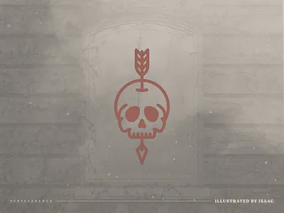 Perseverance arrow badge design fantasy fantasy art illustration illustrator linework minimal monoline mythical mythical art skull vector