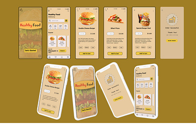 Healthy Food App UI Mockups 3d mockups branding food app food app ui kit healthy food app logo motion graphics ui design ux design