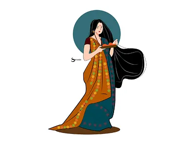 Bangali bodhu 2 character desing design digital drawing illustration vector