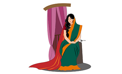 Bangali bodhu. character desing design digital drawing illustration vector