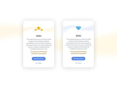 Mobile popups for premium membership app branding clientwork design healthcare mobile popups trending ui ux webdesign