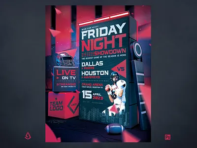 Football Night Flyer NFL Football Game Template american football college combine flyer football ncaa nfl photoshop quarterback template tom brady xfl