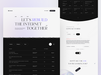 Careers page - NEON about us careers careers page company page designer digital experience hr interactive job job listings jobs landing page manager minimal ui ux vacancies web web design