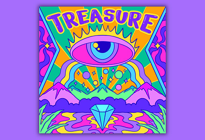 TREASURE Psychedelic Album Cover album cover colorful design drawing illustration pop art psychedelic