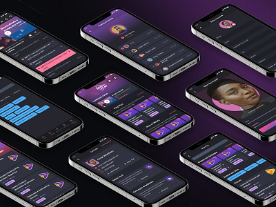 Learning mobile app app dark darkmode design game gamefication gradient ios learning mode nft purple ui ux