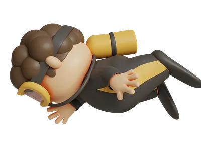 Diving is very exciting 3d 3d blender 3d character 3d cute blender character design illustration logo sport ui