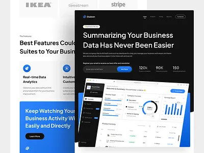 Dsalesin - SaaS Landing Page b2b business chart clean company crm data analysist data visualization design landing page marketing payment pie chart saas saas product sales ui uidesign web design website design