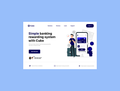 Cube - Banking Reward System Landing Page app branding design graphic design illustration logo typography ui ux vector