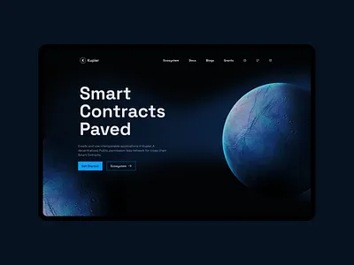 Smart contract based blockchain in Dark Mode app blockchain branding clean dark mode dark theme design desktop graphic design illustration landing page minimal space theme typography ui ux vector web web3 website