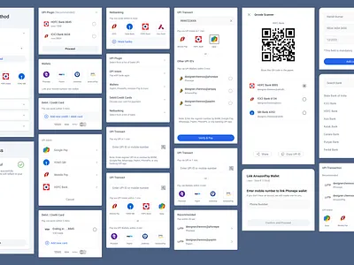UPI Payment screens app banking con concept interaction money payment transaction ui ux
