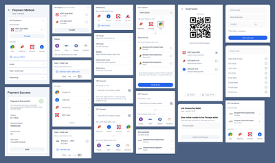 UPI Payment screens app banking con concept interaction money payment transaction ui ux