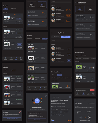 Auction 2 app auction concept darktheme interaction motor ui ux