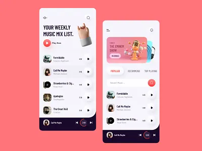 Music Player App app apps media player app minimal music app mobile music music app music app redesign music list screen music player app music player ui music streaming player app design player list podcast app song app spotify app design video app