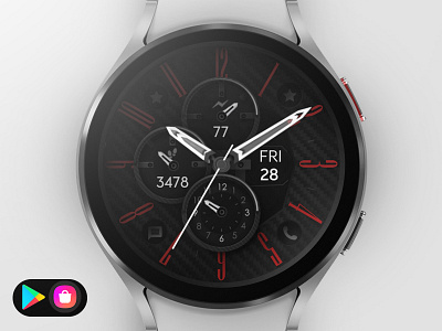 Analog Watch Face analog black design digital graphic design illustration red samsung smartwatch sport technology ui watch watchface wear os