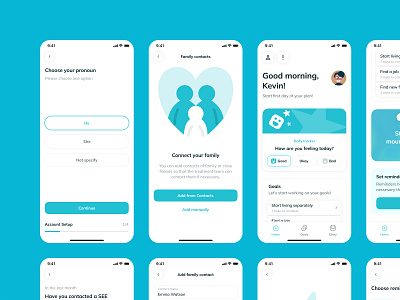 Copilot app design illustration medical mobile onboarding ui