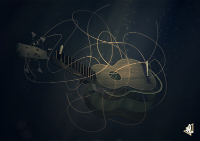 Broken Kamaka illustration kamaka music ocean tahiti ukulele underwater