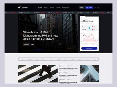 tradesense - news & market analysis portal freebie animation broker card clean design free investor minimal news platform simple stock template trade ui ui kit ux website