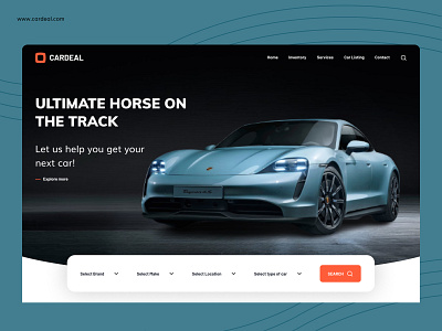 CARDEAL - Car Dealership Website Hero Banner buy car car car deal car rental concept dealership design hero hero banner hero section home home page landing landing page luxury car online rental ui web page website