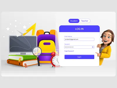E- Learning Login Screen e learning education kids login login login screen multi login multiple login online education student student login teacher teacher login ui web app web design