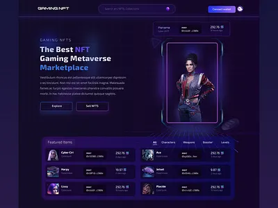Gaming NFT website crypto gaming nft ui web3 webdesign