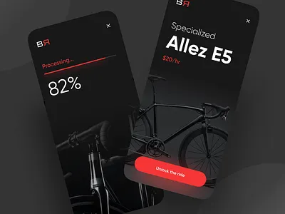 BykeR - Bike Rent App app bike rent bold clean concept dark design flat graphic design ios logo minimal mobile app mockup simple typography ui user interface ux vector