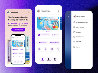 Mobile Banking app bank bank app banking banking app card cradit card ddbl dutch bangla ewallet finance finance app fintech mobile mobile banking mobile design mobile ui money money transfer payment roket