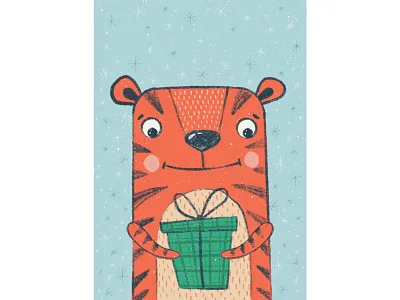 Children's book illustration book illustration branding children illustration design freehand gifts illustration kids illustration orange procreate snow tiger winter