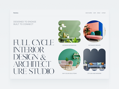 Home screen for interior design studio architecture block branding clean design geometry home screen interface interior interior design landing landing page main screen minimalism modern trend ui ux web web design