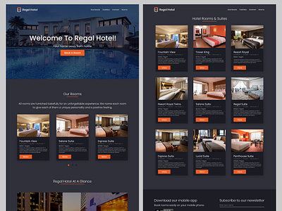 Regal Hotel Website hotel inspiration landing page orange rooms suite web website