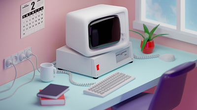 Cozy PC 3d art blender cabbles cartoon computer cozy illustration lowpolly pc