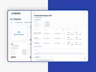 Projects screen of the Outstaffing platform app design application branding dashboard design figma platform redesign reserch saas team ui uxui