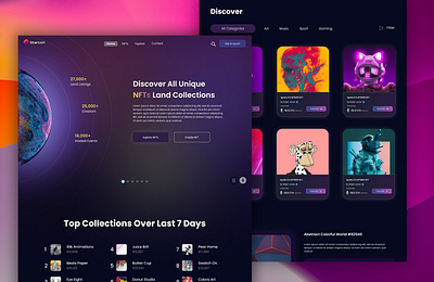 NFT Land Collections | Hero Page design figma futuristic hero page illustration inspiration modern nft ui user experience user interface ux web design website