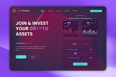 Hero Page crypto design figma gradient hero page inspiration inspo modern pink trending ui ui ux ux web design website