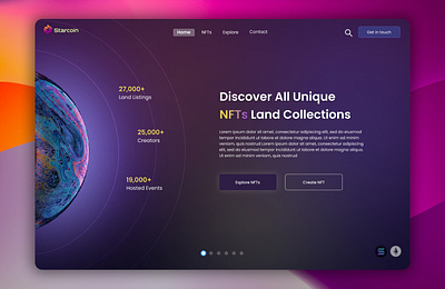 NFT Land Collection | Hero Page design figma hero page illustration inspiration modern nft ui user experience user interface ux web design website