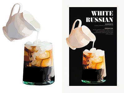 White Russian Cocktail Illustration and Poster design graphic design illustration typography