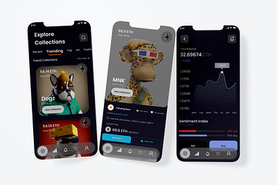 NFT Mobile App app branding design figma illustration inspiration inspo mobile mobile app mockup modern nft nfts ui ux ux ui