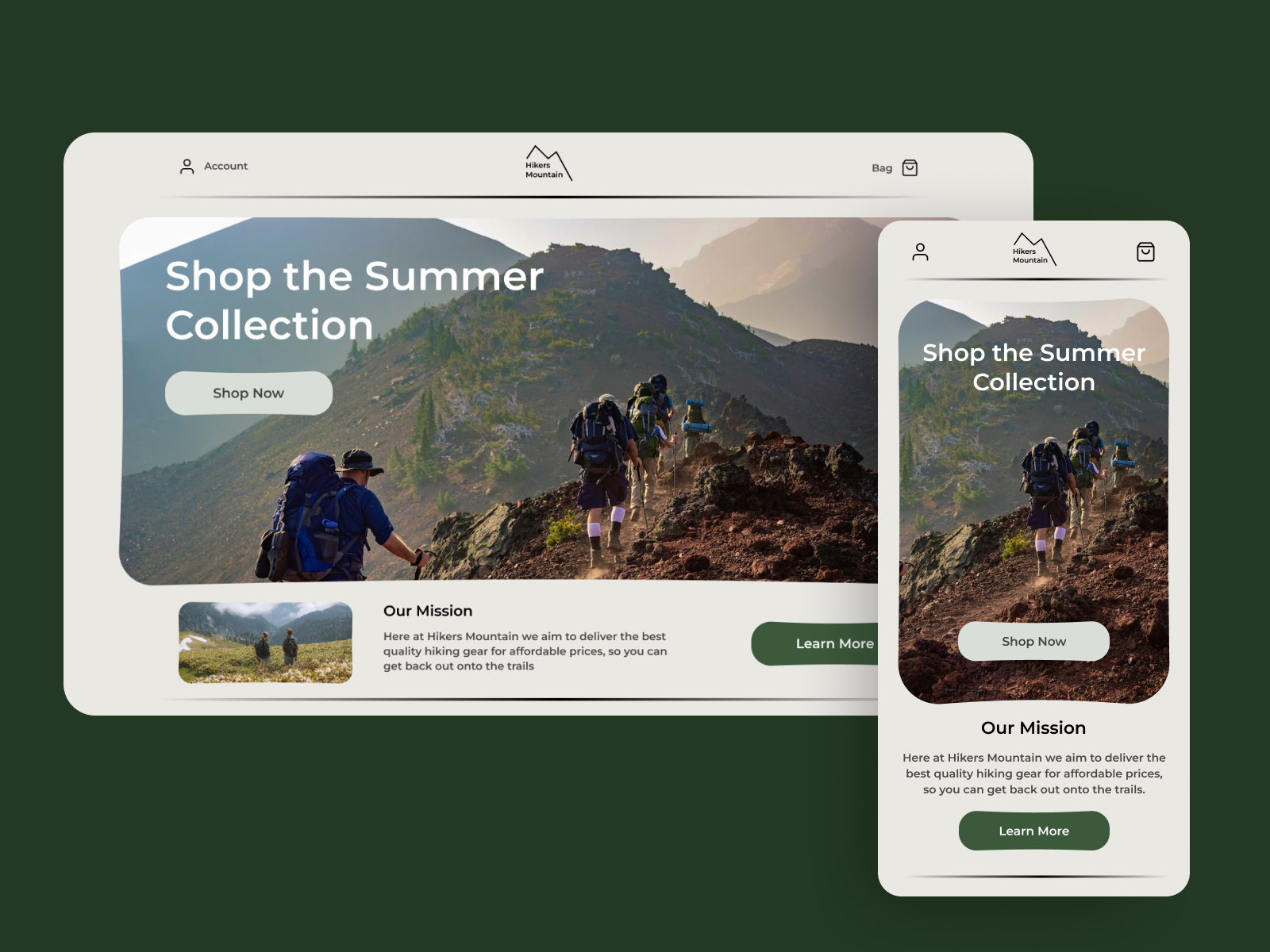 Example of Hikers Mountain Clothing and Gear