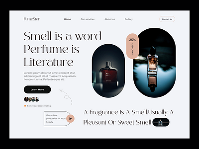 Perfume Website Header Design body spray website header design home perfume hero section perfume landing page perfume ui design scent shopping spray uiux website design