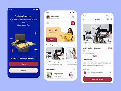 Online Courses -Mobile App app app design clean design course education education app mobile app online class app online course online course app ui design ux design