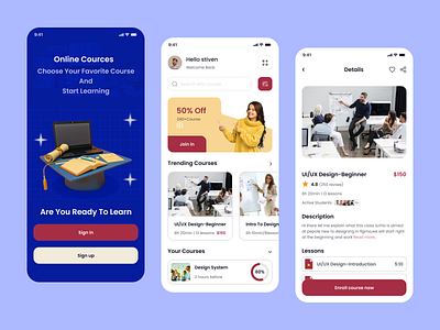 Online Courses -Mobile App app app design clean design course education education app mobile app online class app online course online course app ui design ux design