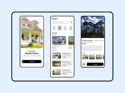 Apartment / House Rent App Ui Design apartment sell graphic design home rent home rent app house sell illustration land sell mobile app mobile ui rent house