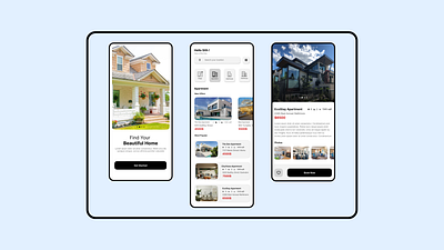 Apartment / House Rent App Ui Design apartment sell graphic design home rent home rent app house sell illustration land sell mobile app mobile ui rent house