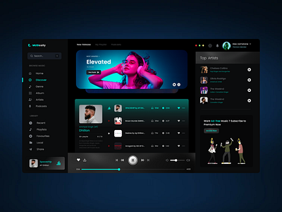 Music Web Application 3d dashboard design graphic design music ui ui design ui inspiration uiux ux web webapp webdesign